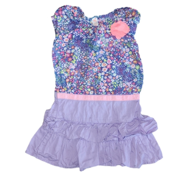 Cherokee Light Purple Floral Pattern Short Sleeve Dress - Picture 1 of 5